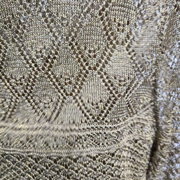 Lauren Ralph Lauren Womens Sweater Large Gold Metallic Open Knit Pullover Preppy - Picture 3 of 8